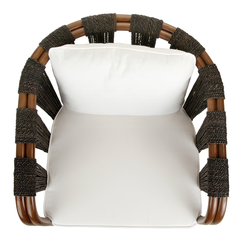 NPD Furniture Shanaya Rattan Accent Arm Chair w/ Abaca in Cane Brown