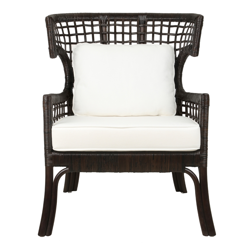 NPD Furniture Zelma Rattan Accent Arm Chair in Espresso Brown