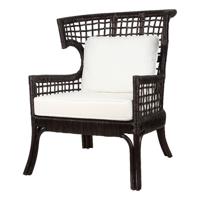 NPD Furniture Zelma Rattan Accent Arm Chair in Espresso Brown