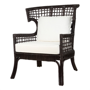 NPD Furniture Zelma Rattan Accent Arm Chair in Espresso Brown