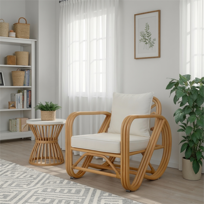 NPD Furniture Aimara Rattan Accent Arm Chair in Natural