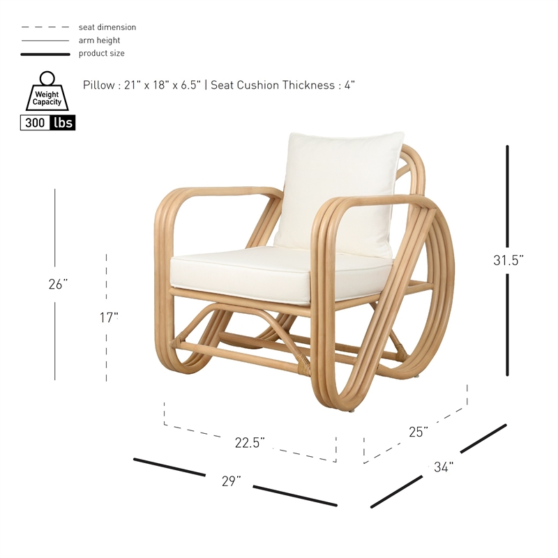 NPD Furniture Aimara Rattan Accent Arm Chair in Natural