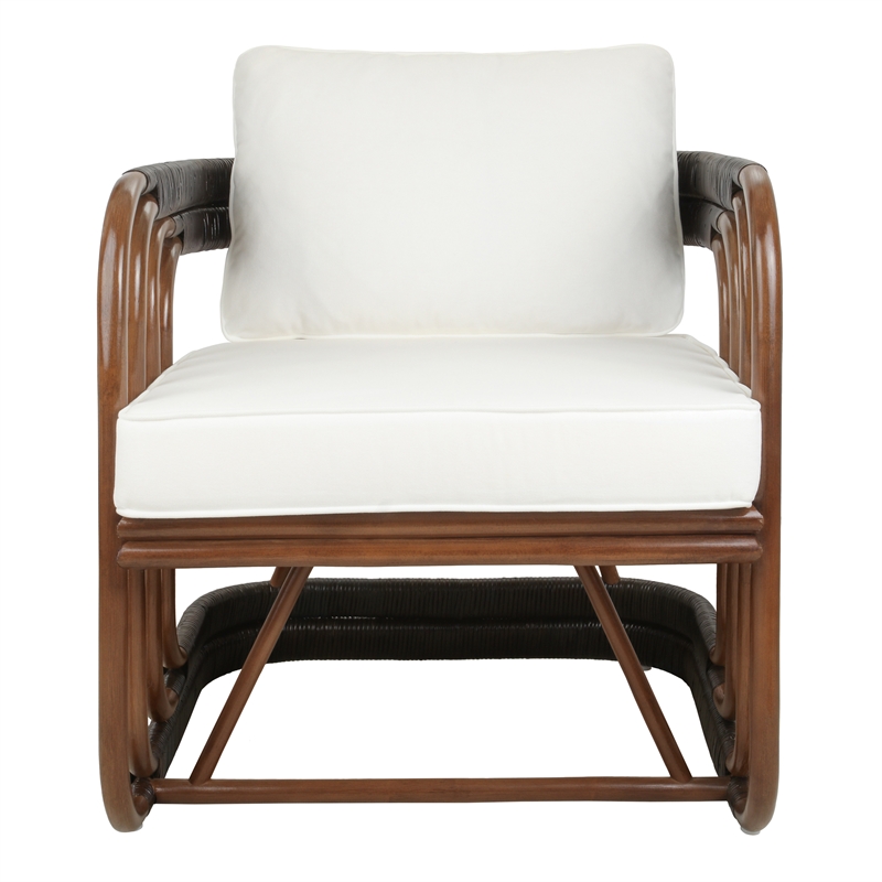 NPD Furniture Kimori Rattan Accent Arm Chair in Cane Brown/Espresso Brown