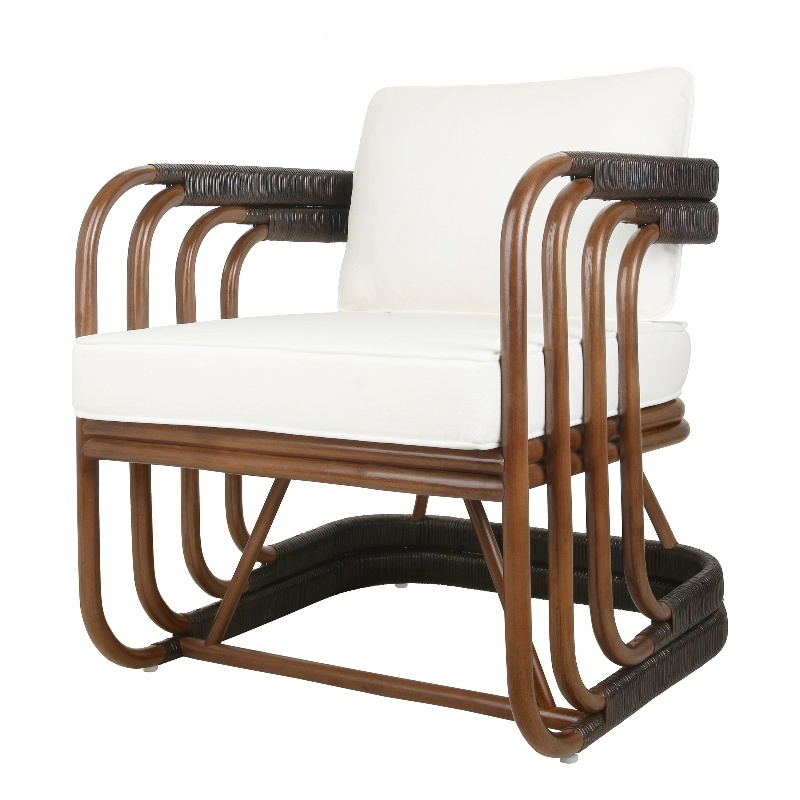 NPD Furniture Kimori Rattan Accent Arm Chair in Cane Brown/Espresso Brown