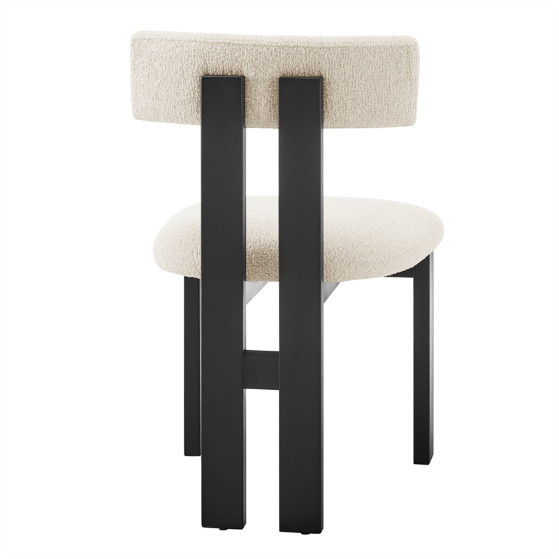 NPD Furniture Hailey Boucle Dining Side Chair Black frame in Beige