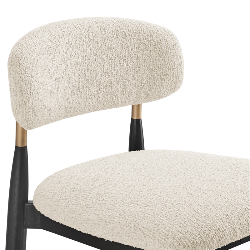 NPD Furniture Verna Boucle Dining Side Chair Black Frame in Palladian Beige