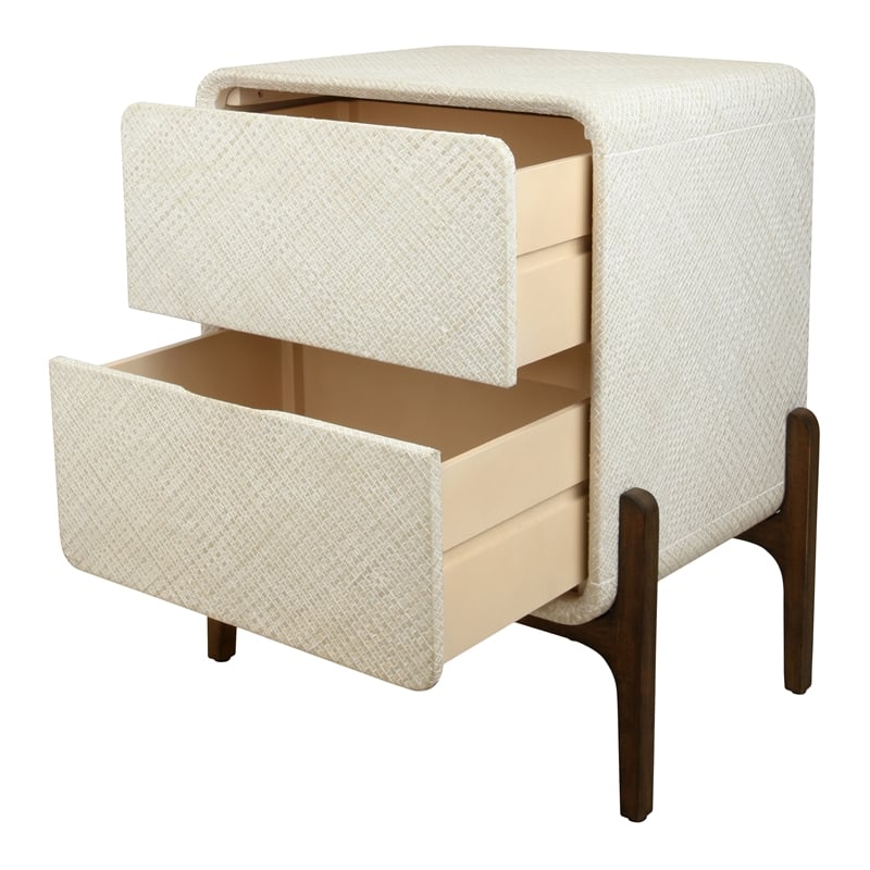 NPD Furniture Lotie KD Nightstand/Side Table 2 Drawers Walnut Legs in White