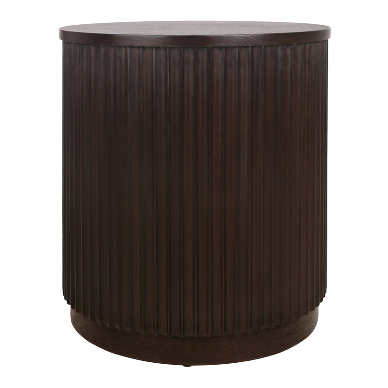NPD Furniture Truro Round Nightstand/Side Table in Dark Brown