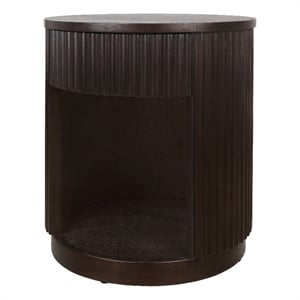 NPD Furniture Truro Round Nightstand/Side Table in Dark Brown