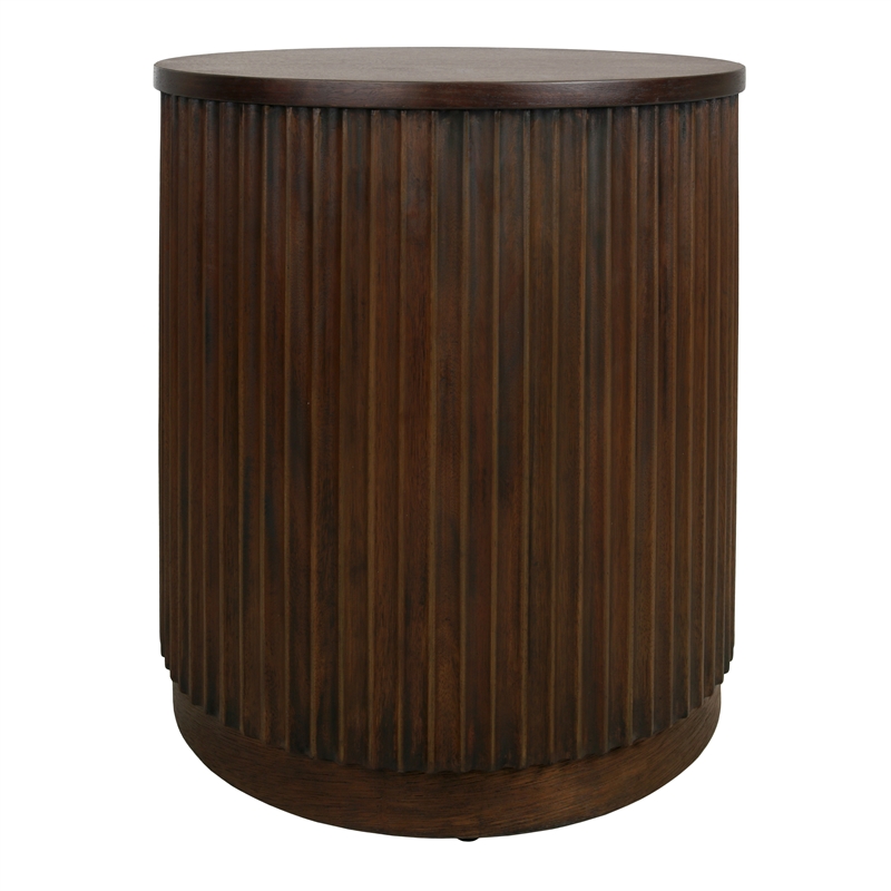 NPD Furniture Truro Round Nightstand/Side Table in Rustic Walnut