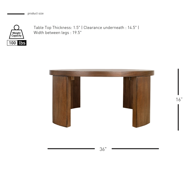 NPD Furniture Londyn KD Round Coffee Table in Rustic Walnut