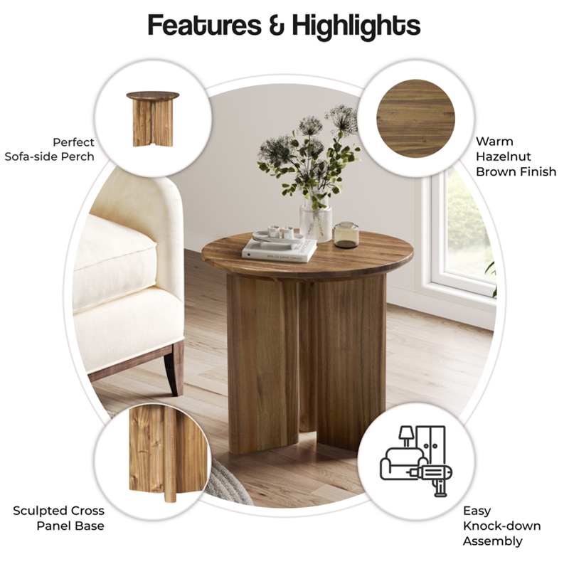 NPD Furniture Petrilio KD Side/End Table in Hazelnut Brown