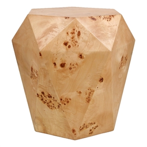 NPD Furniture Malva Burl Wood Side/End Table in Natural Burl