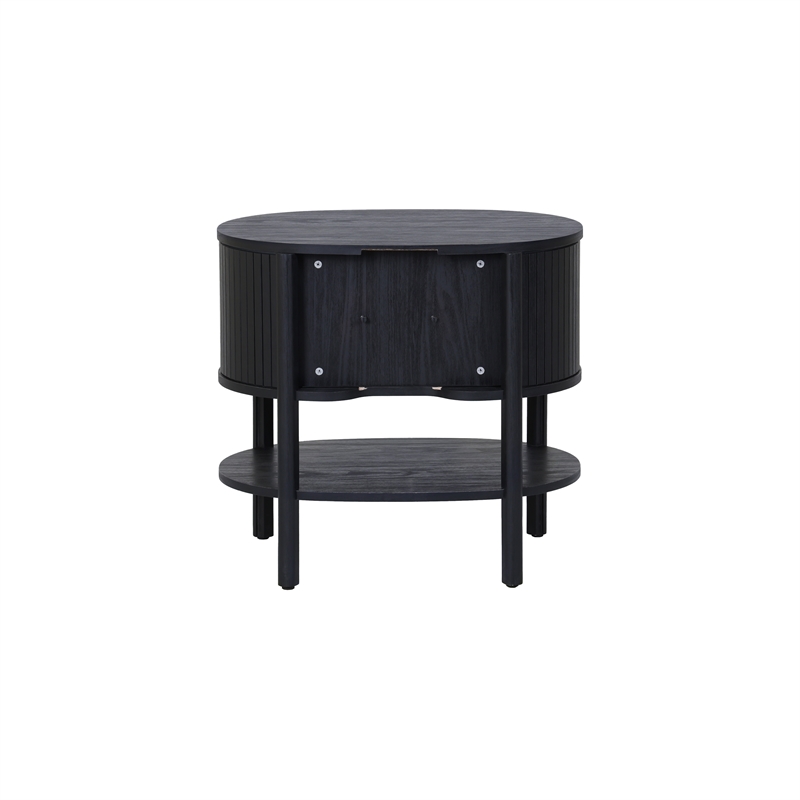 NPD Furniture Acelyn KD Tambour Nightstand/Side Table in Black