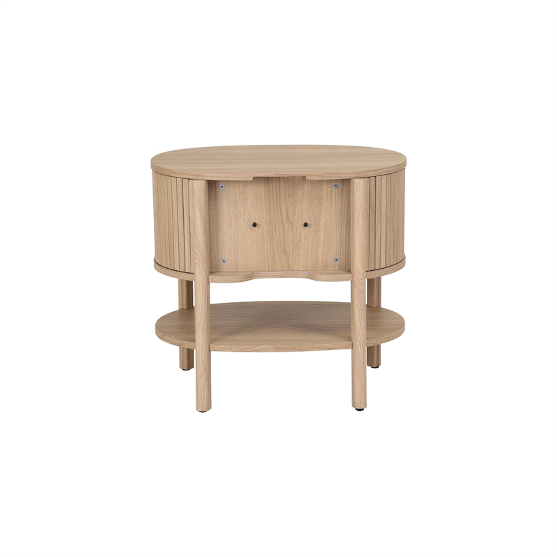NPD Furniture Acelyn KD Tambour Nightstand/Side Table in Light Oak