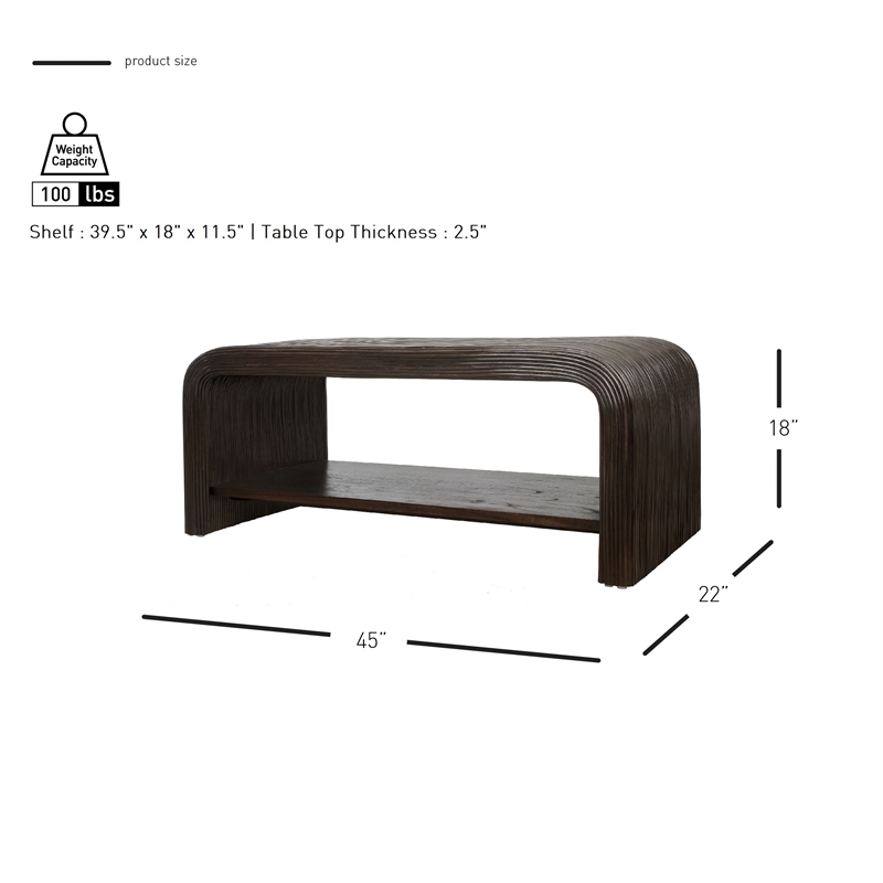 NPD Furniture Kyran Rattan Coffee Table in Espresso Brown