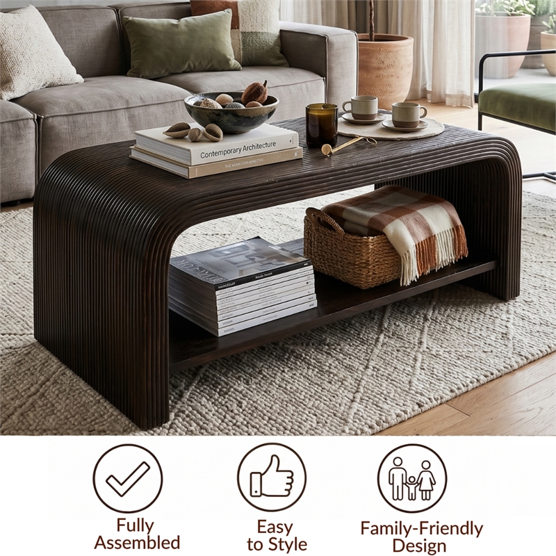 NPD Furniture Kyran Rattan Coffee Table in Espresso Brown