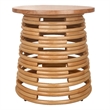 NPD Furniture Zeke Rattan Side/End Table w/ Wood Top in Honey