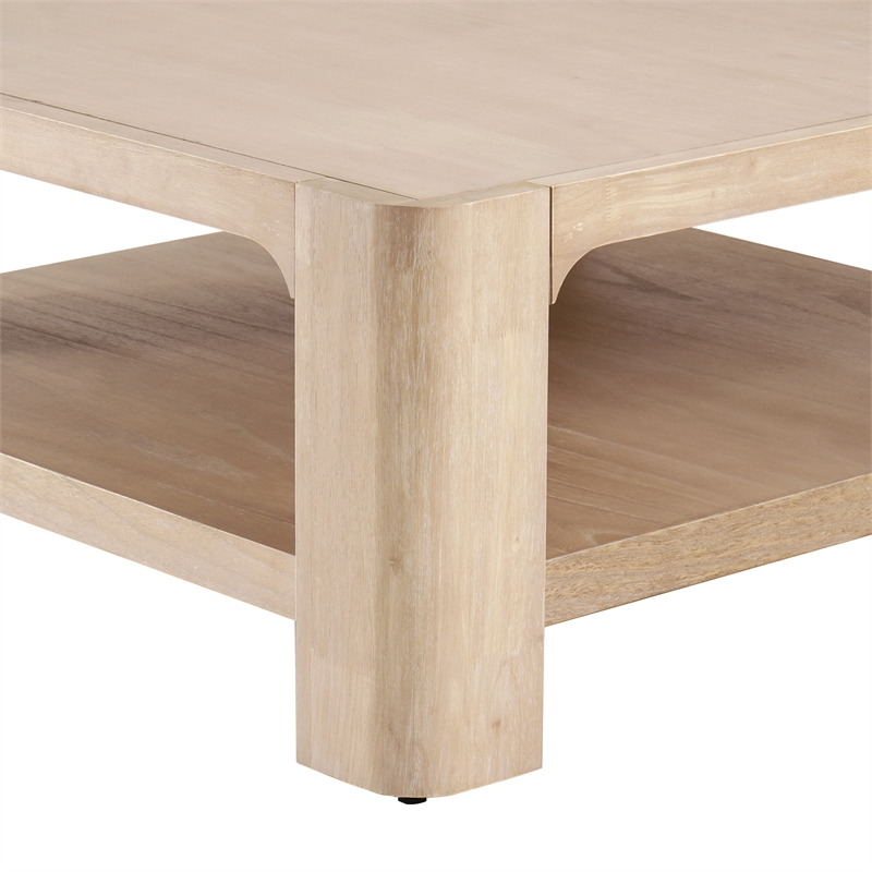 NPD Furniture Trevin KD Square Coffee Table with Open Shelf in Beige