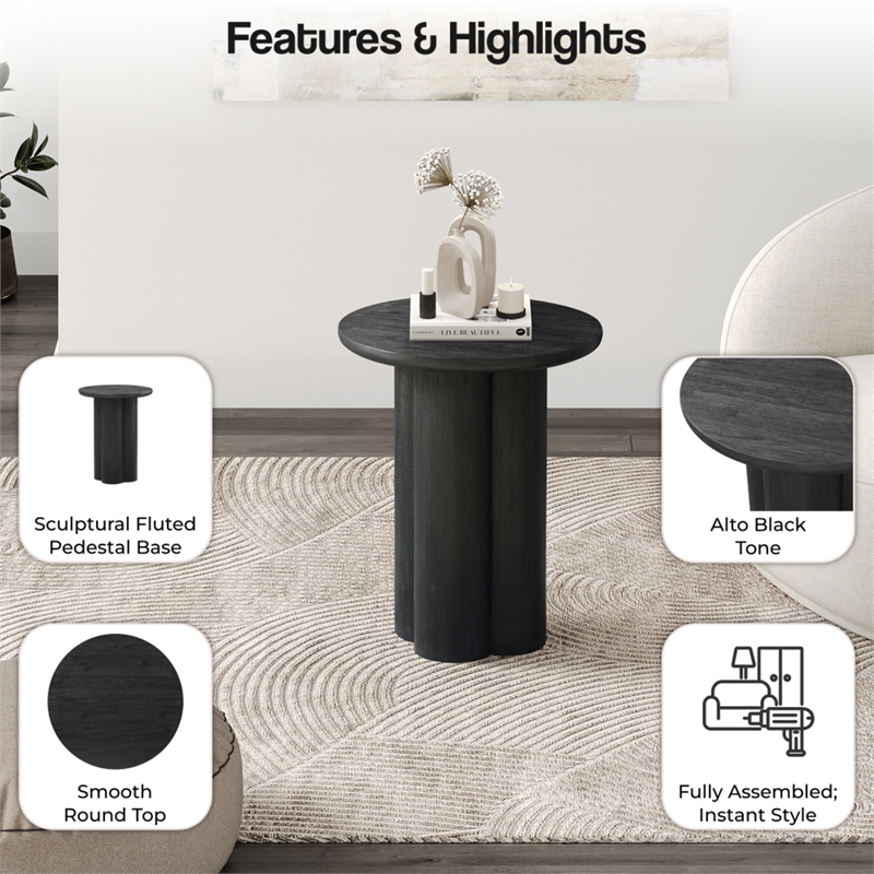 NPD Furniture Mayville Solid Wood Side/End Table in Alto Black