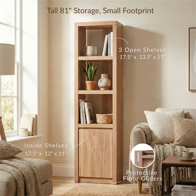 NPD Furniture Larson Shelf w/ Cabinet in Terra Oak
