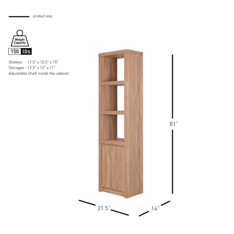 NPD Furniture Larson Shelf w/ Cabinet in Terra Oak