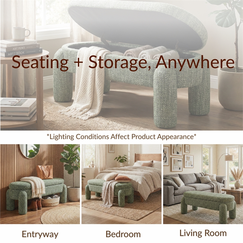 NPD Furniture Bowden Chenille Bench in Salzburg Beige