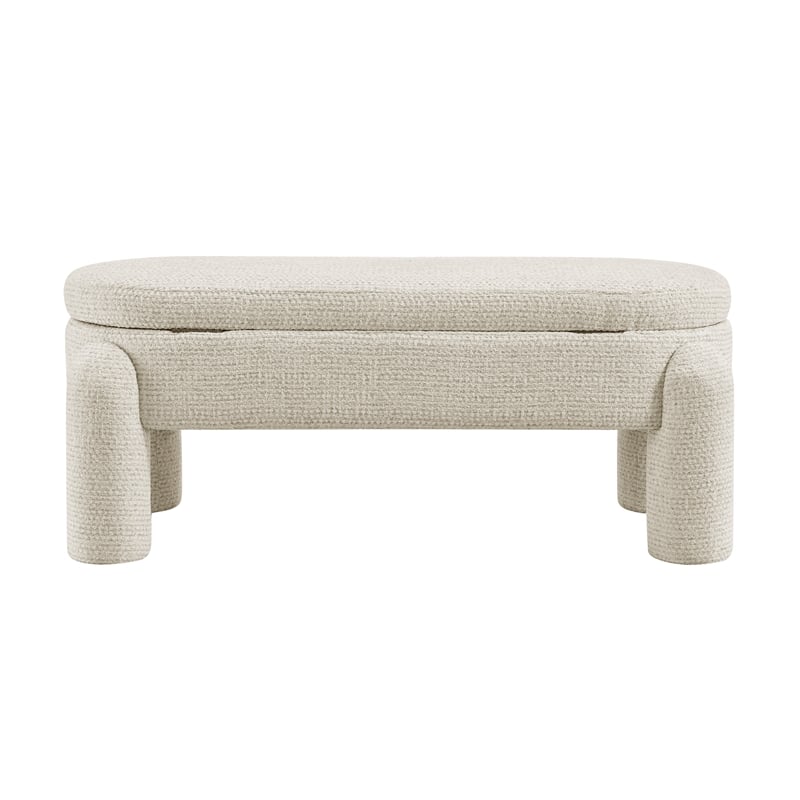 NPD Furniture Bowden Chenille Bench in Salzburg Beige