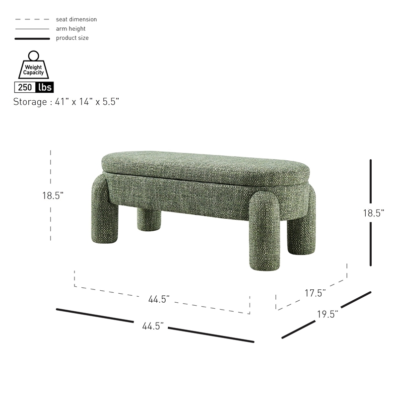 NPD Furniture Bowden Chenille Bench in Salzburg Green