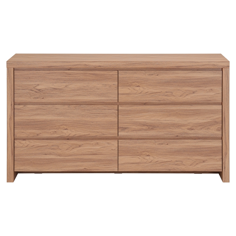 NPD Furniture Larson Dresser 6 Drawers in Terra Oak