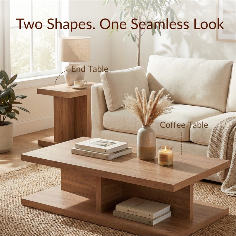 NPD Furniture Larson Rectangular Coffee Table in Terra Oak