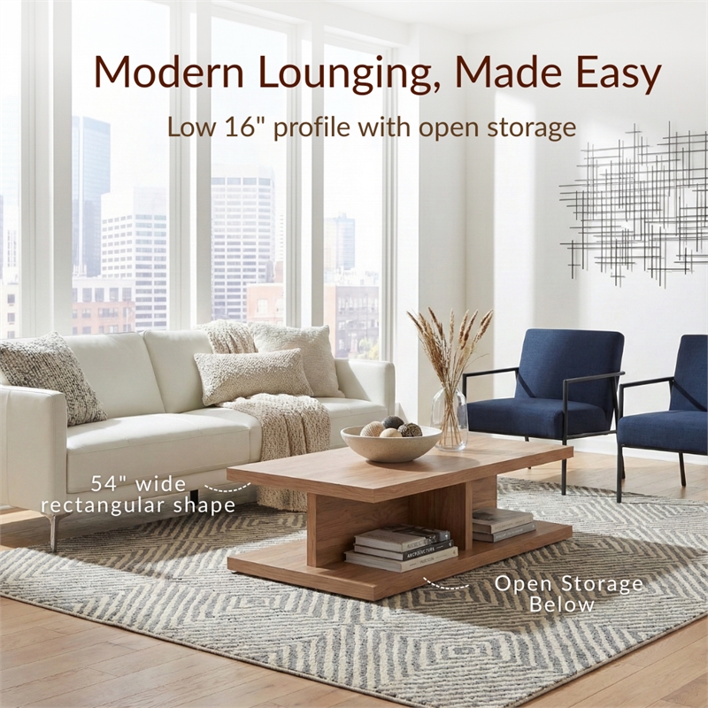 NPD Furniture Larson Rectangular Coffee Table in Terra Oak