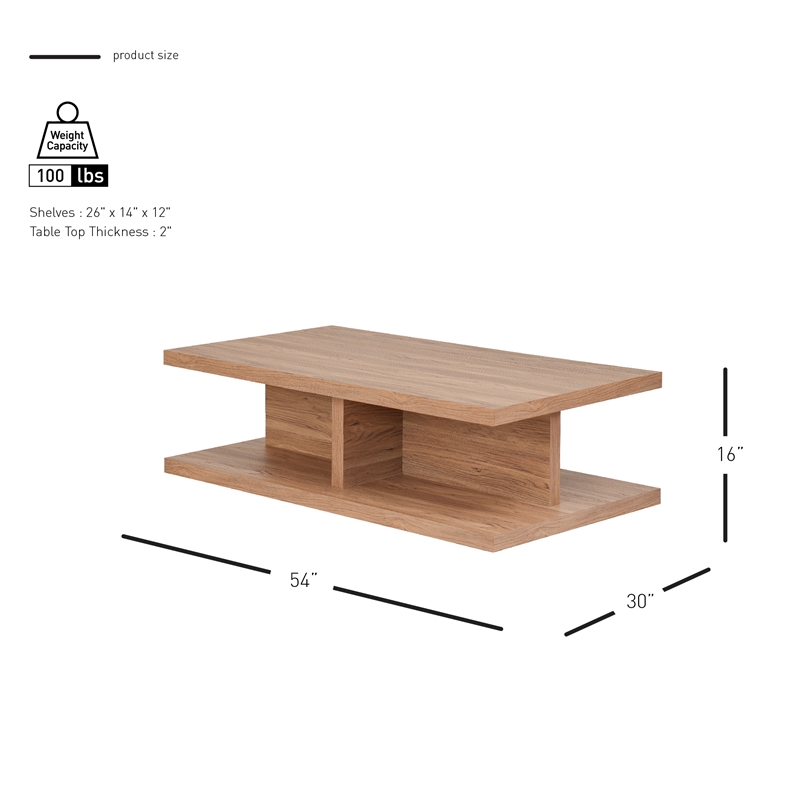 NPD Furniture Larson Rectangular Coffee Table in Terra Oak