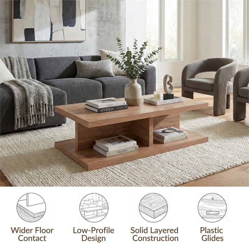 NPD Furniture Larson Rectangular Coffee Table in Terra Oak