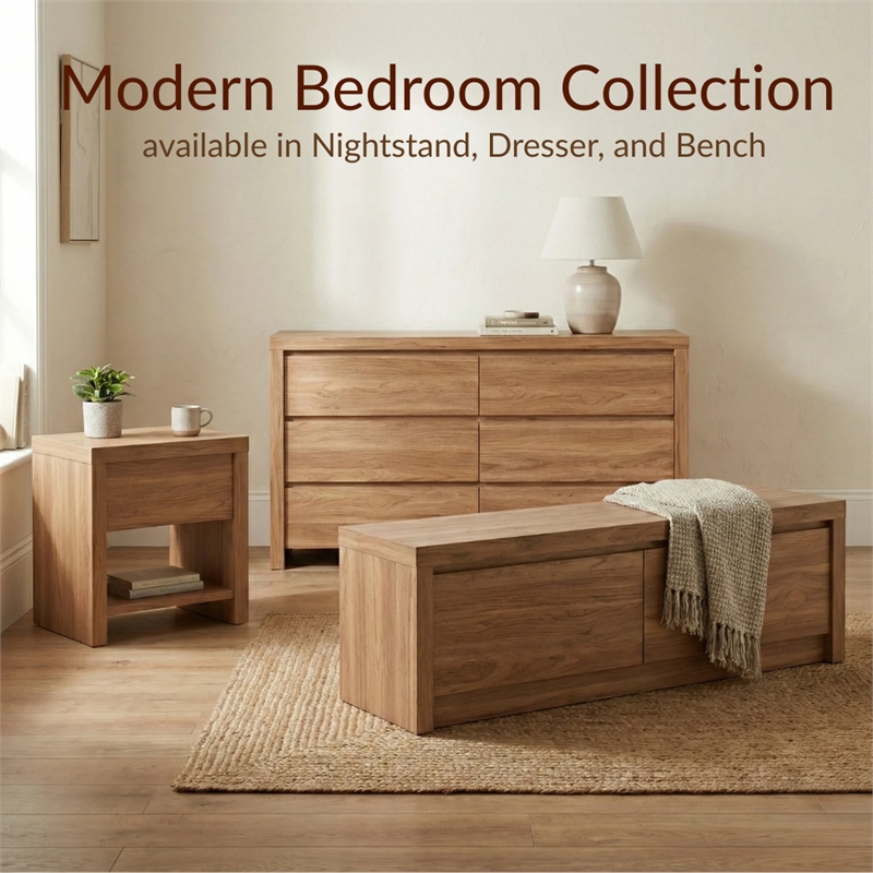 NPD Furniture Larson Nightstand/Side Table in Terra Oak