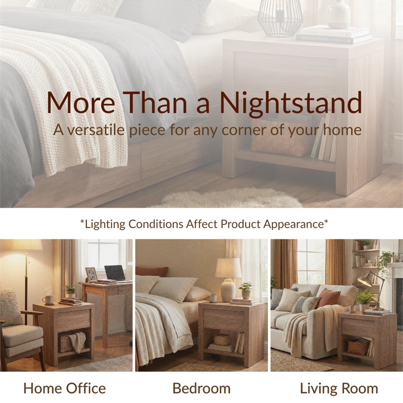 NPD Furniture Larson Nightstand/Side Table in Terra Oak