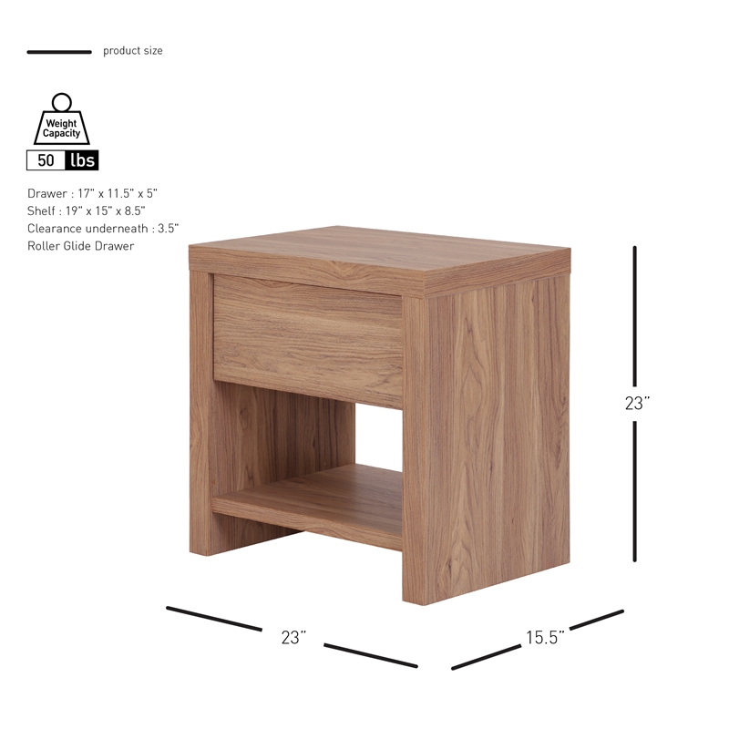 NPD Furniture Larson Nightstand/Side Table in Terra Oak