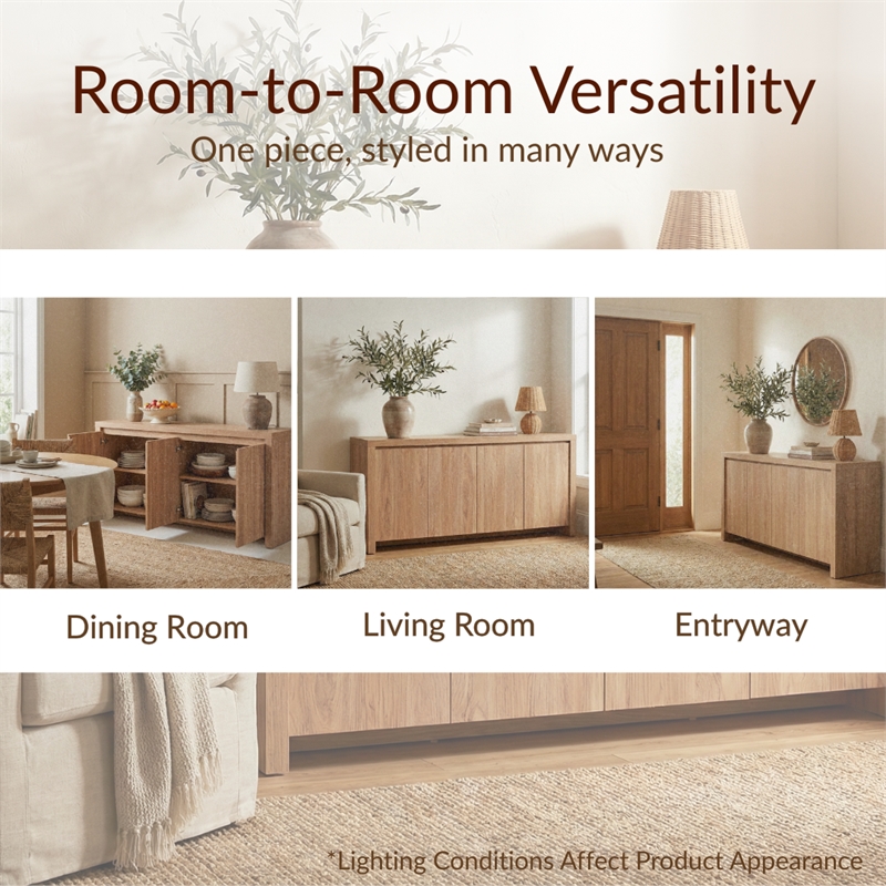 NPD Furniture Larson Buffet/Sideboard 4 Doors in Terra Oak
