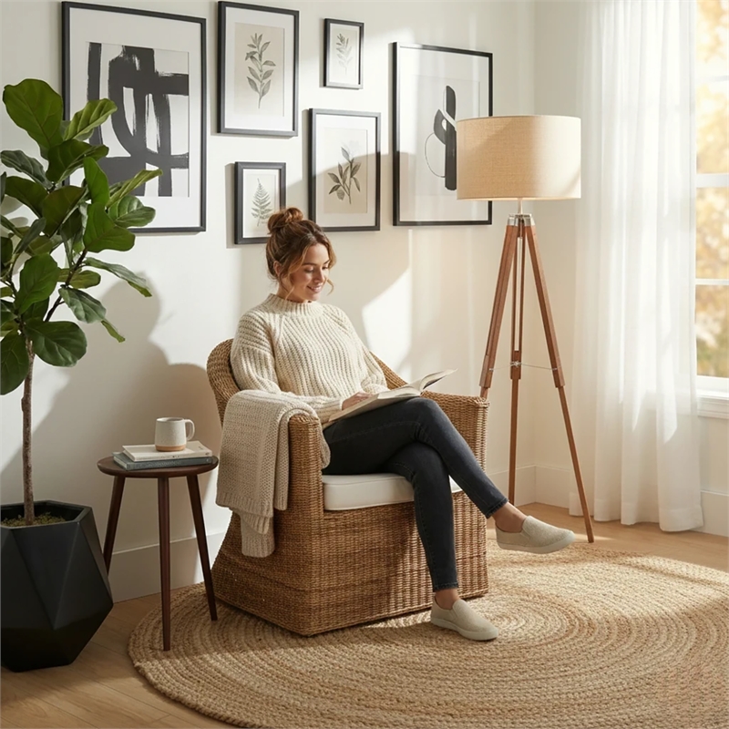 New Pacific Direct Earwyn Abaca Accent Arm Chair in Natural