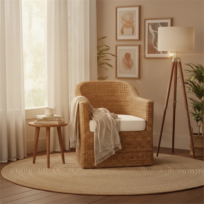 New Pacific Direct Earwyn Abaca Accent Arm Chair in Natural