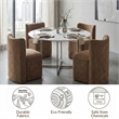 NPD Furniture Morraine Chenille Dining Side Chair w/ Casters in Beige