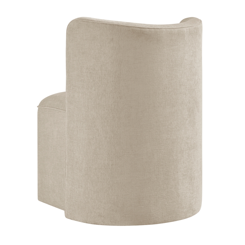 NPD Furniture Morraine Chenille Dining Side Chair w/ Casters in Beige