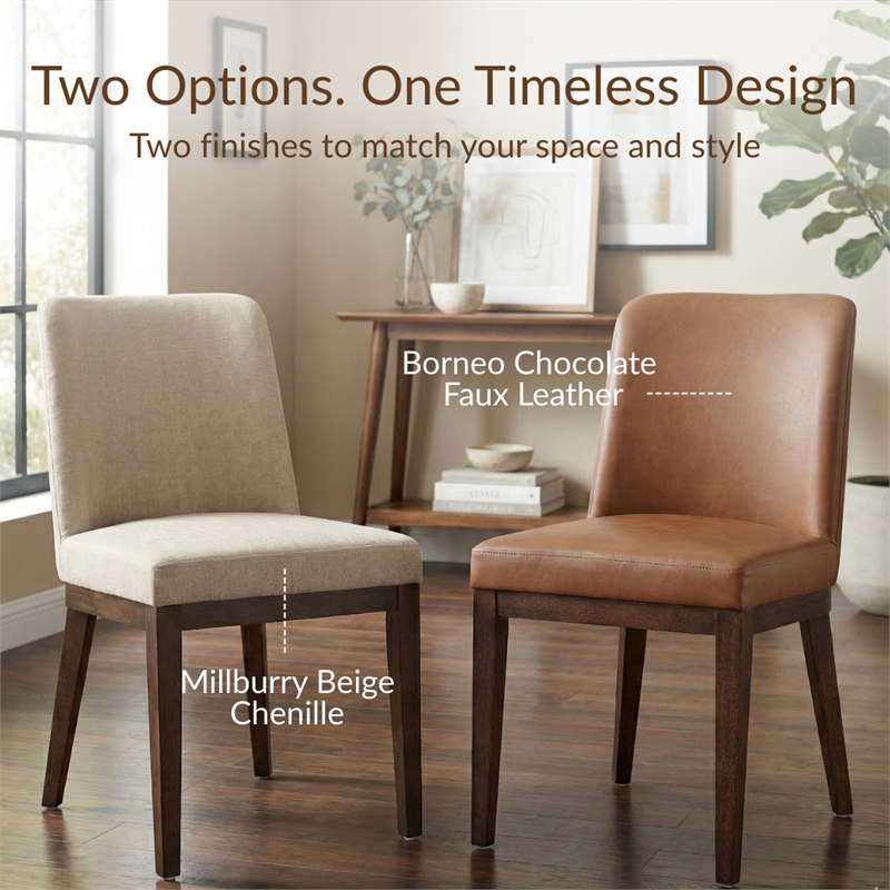 NPD Furniture Cayden Chenille Dining Side Chair in Millburry Beige