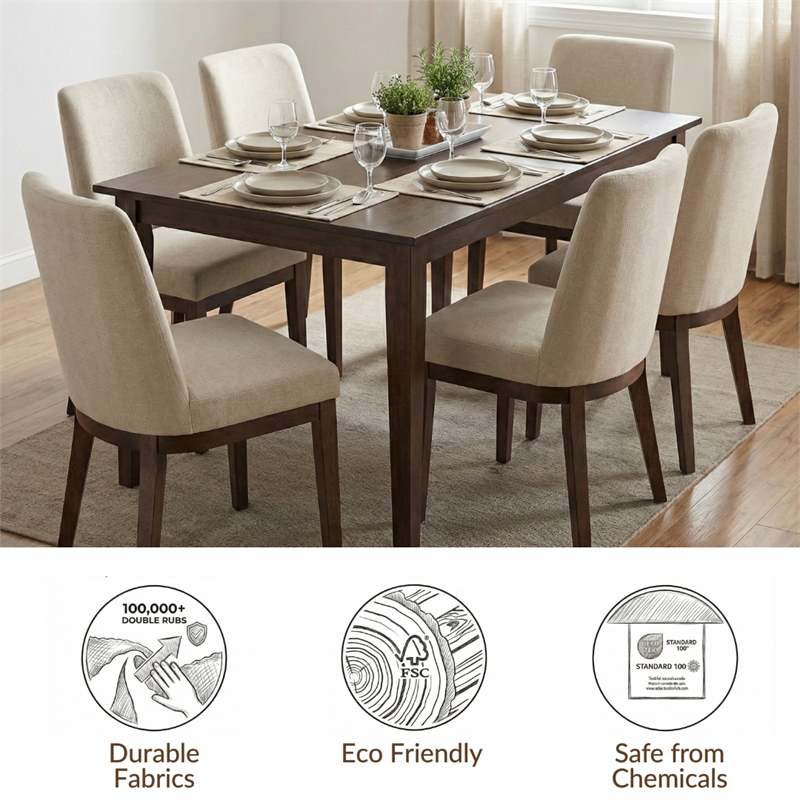 NPD Furniture Cayden Chenille Dining Side Chair in Millburry Beige