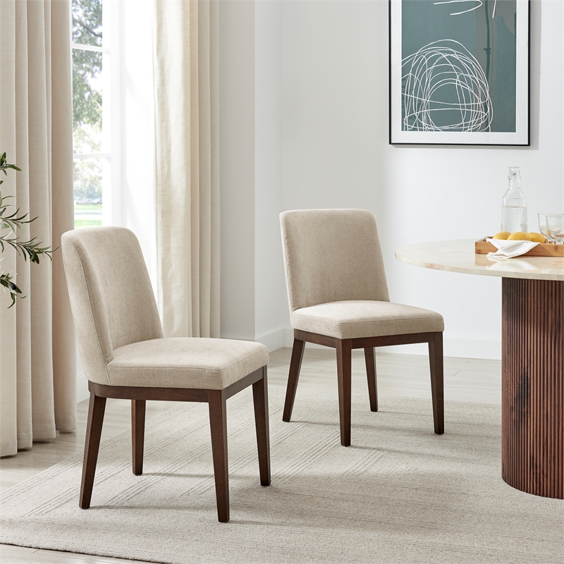 NPD Furniture Cayden Chenille Dining Side Chair in Millburry Beige
