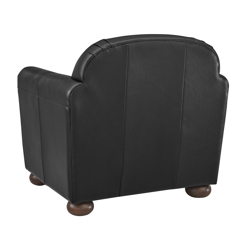NPD Furniture Grandora Top Grain Leather Accent Arm Chair in Stolm Black