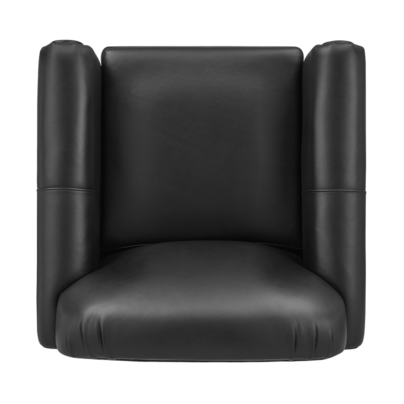 NPD Furniture Grandora Top Grain Leather Accent Arm Chair in Stolm Black