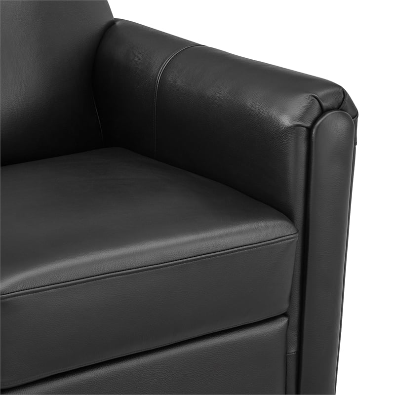 NPD Furniture Grandora Top Grain Leather Accent Arm Chair in Stolm Black