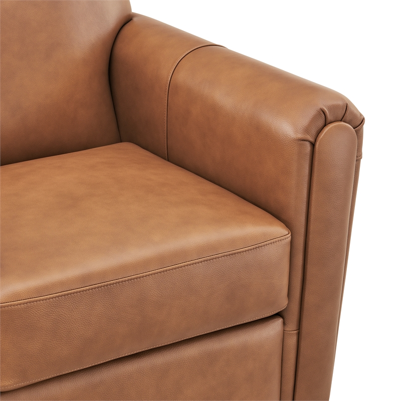 NPD Furniture Grandora Top Grain Leather Accent Arm Chair in Brown