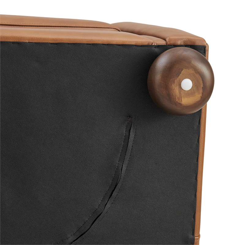 NPD Furniture Grandora Top Grain Leather Accent Arm Chair in Brown